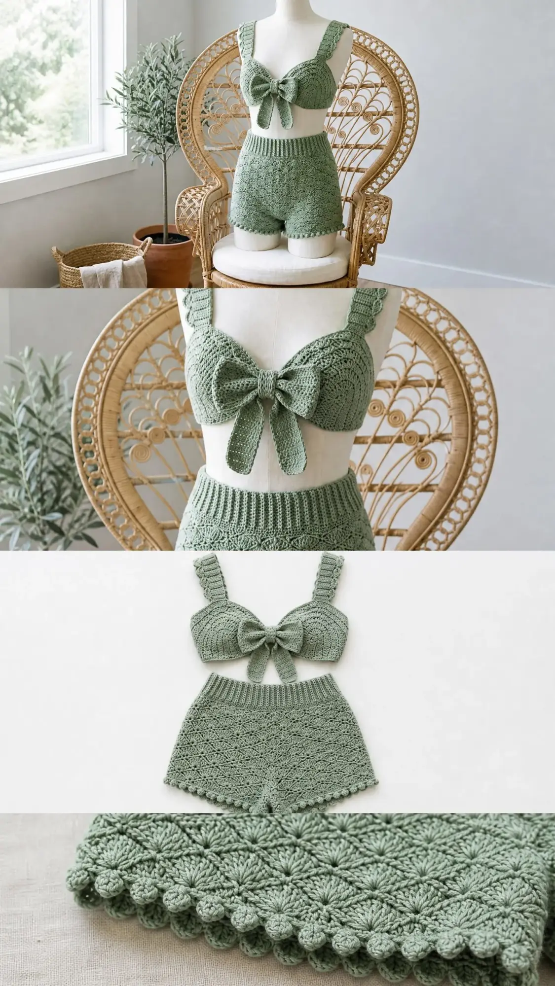Sage Green Shell Stitch Lounge Set Free Crochet Pattern
