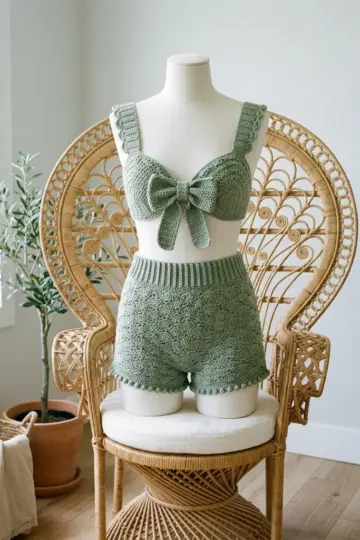 Sage Green Shell Stitch Lounge Set Free Crochet Pattern