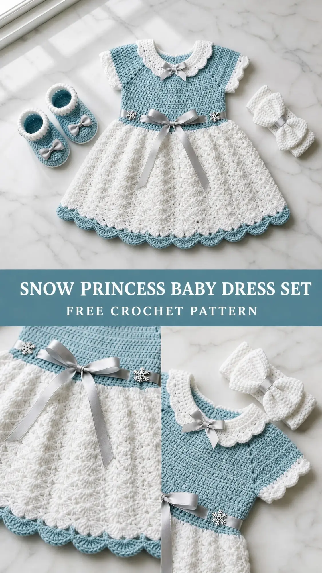 Snow Princess Baby Dress Set Free Crochet Pattern