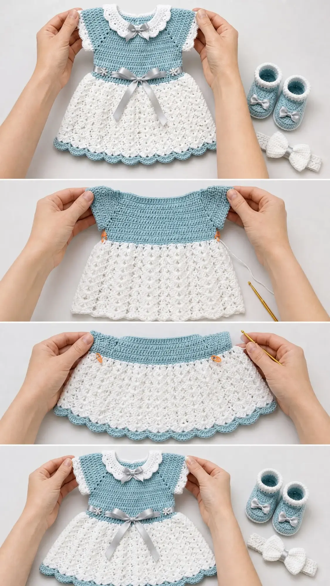 Snow Princess Baby Dress Set Free Crochet Pattern