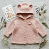 Soft Pink Bear Ear Hooded Baby Coat Free Crochet Pattern