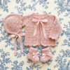 Soft Pink Shell Stitch Baby Set Free Crochet Pattern