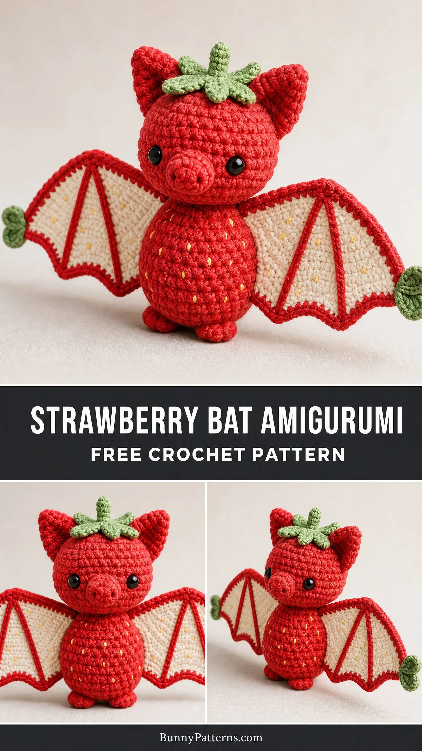 Strawberry Bat Amigurumi Free Crochet Pattern