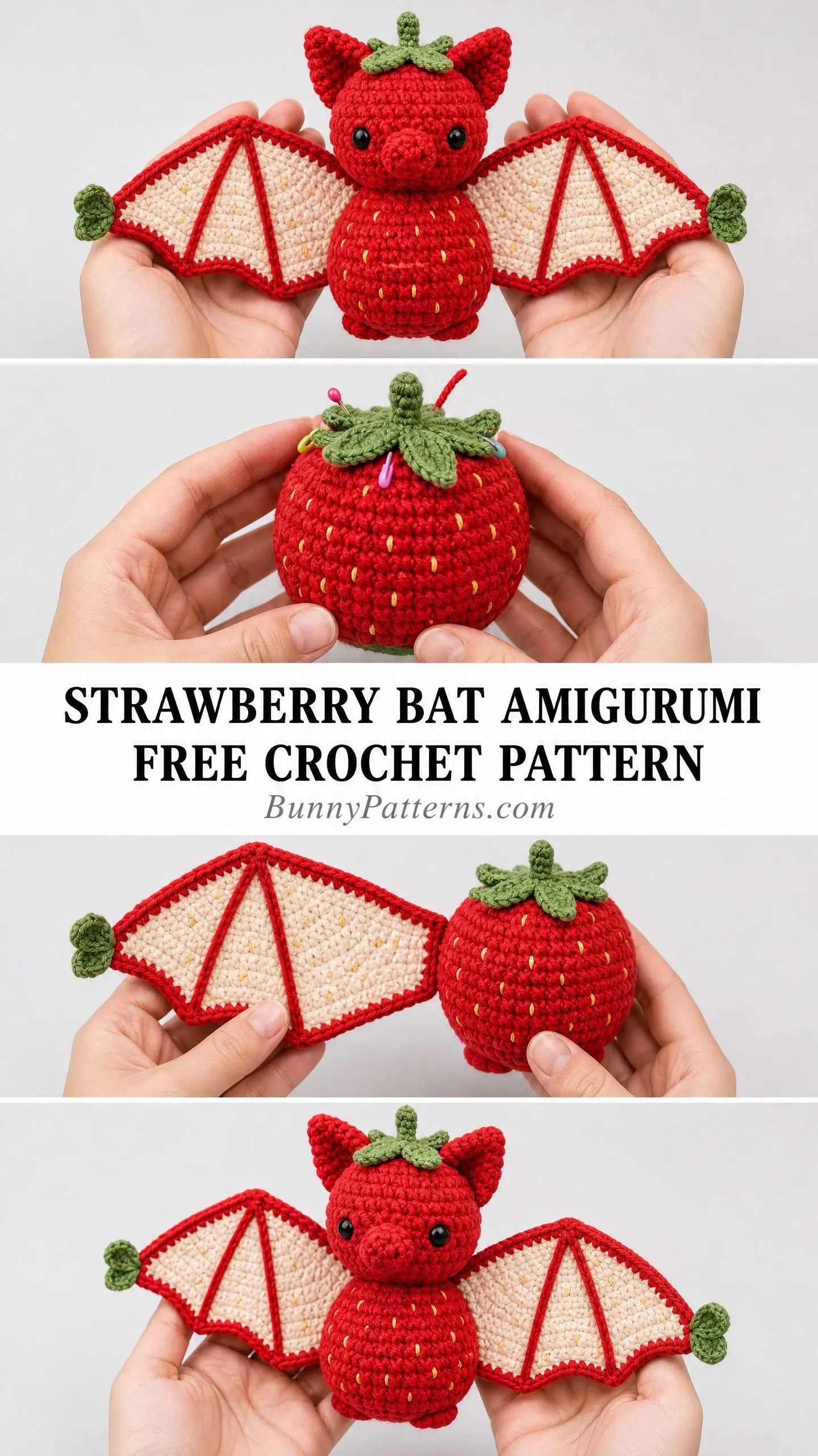 Strawberry Bat Amigurumi Free Crochet Pattern