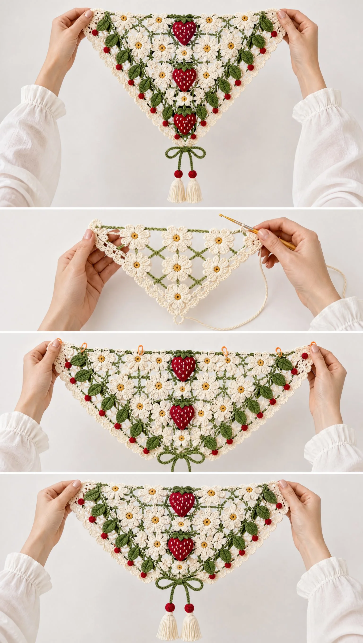 Strawberry Blossom Headscarf Crochet Pattern