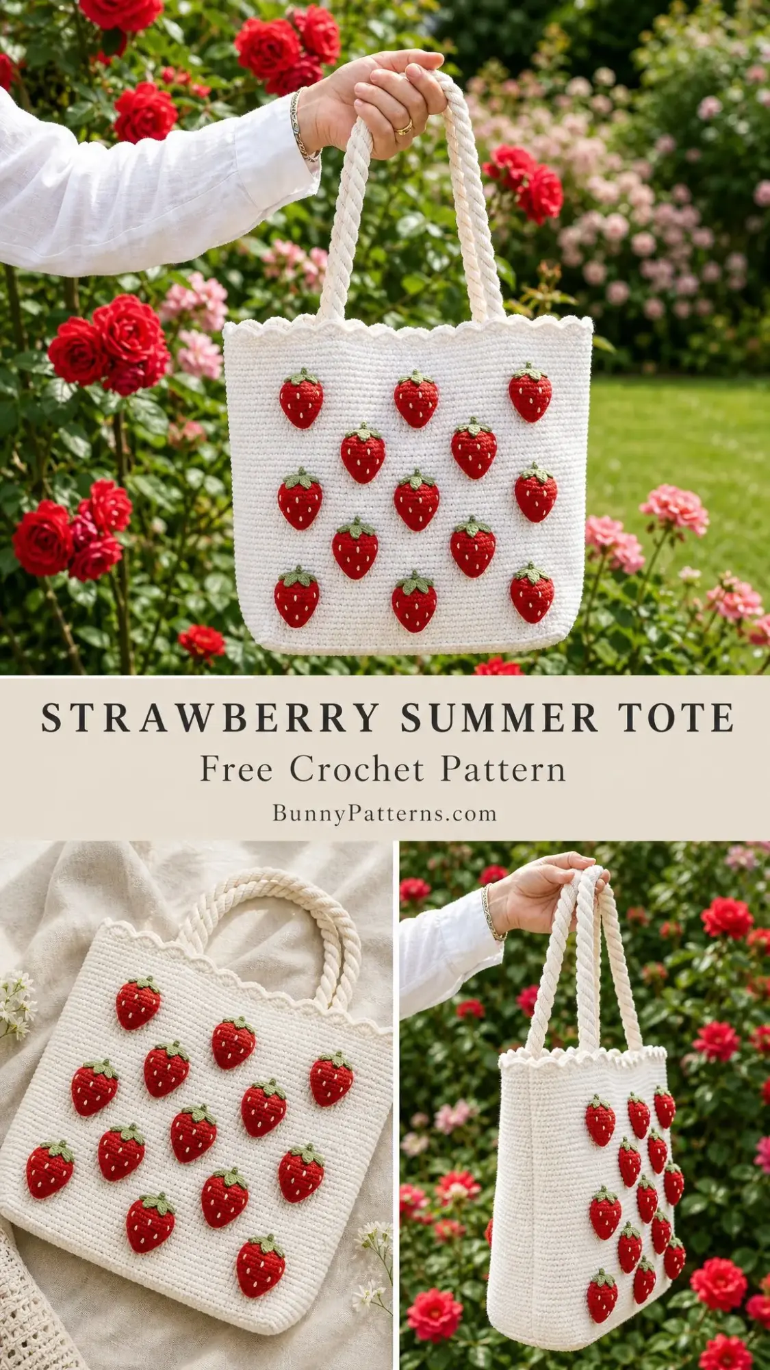 Strawberry Summer Tote Free Crochet Pattern