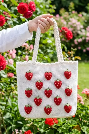 Strawberry Summer Tote Free Crochet Pattern