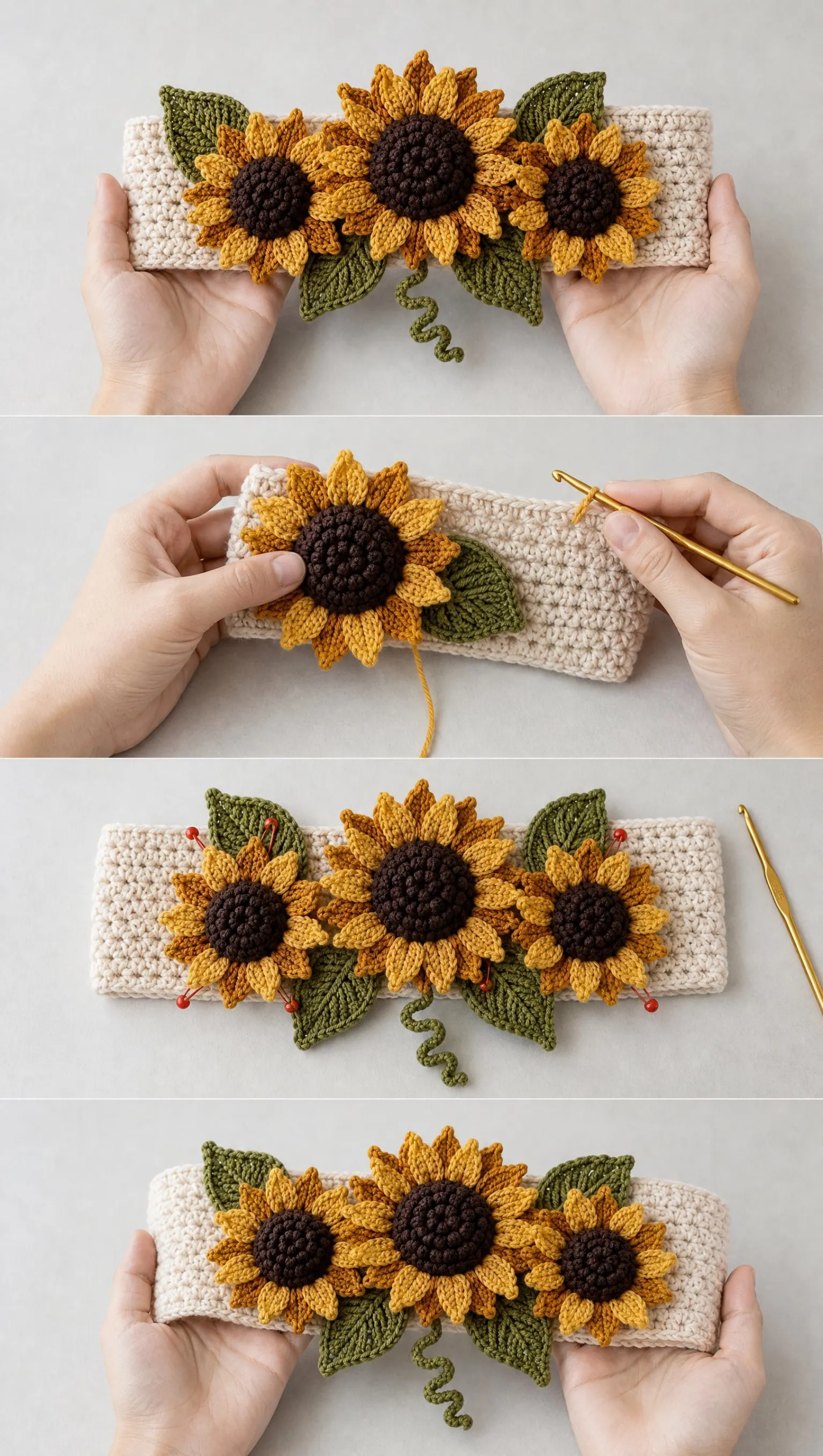 Sunflower Curtain Tieback Crochet Pattern