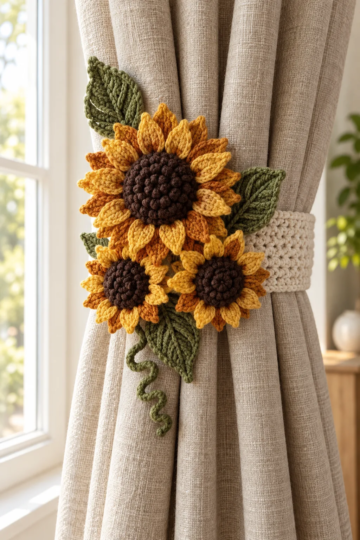 Sunflower Curtain Tieback Crochet Pattern