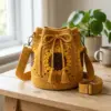 Sunflower Granny Square Bucket Bag Free Crochet Pattern