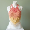 Sunset Gradient Floral Heart Halter Free Crochet Pattern