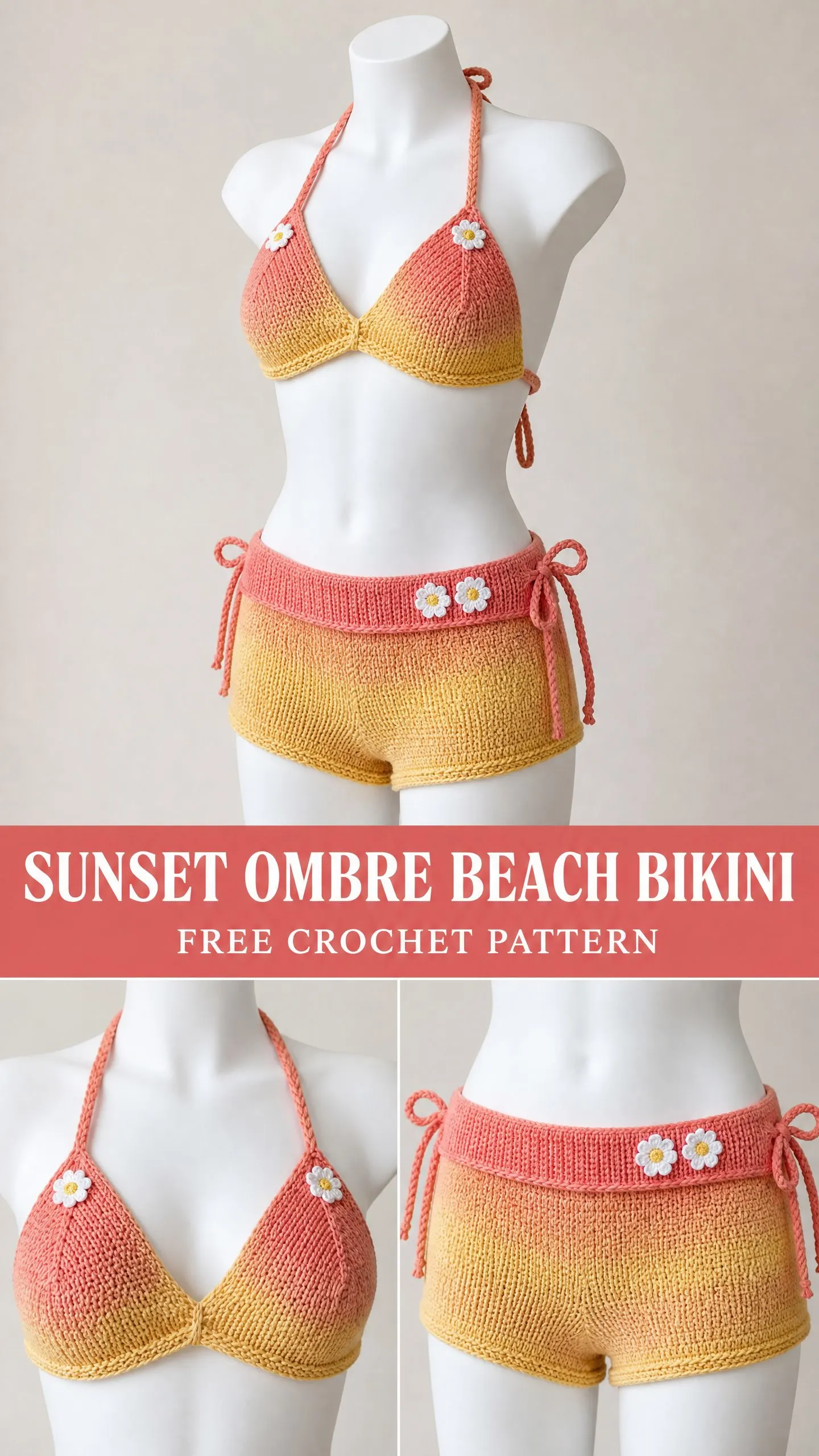 Sunset Ombre Beach Bikini Free Crochet Pattern