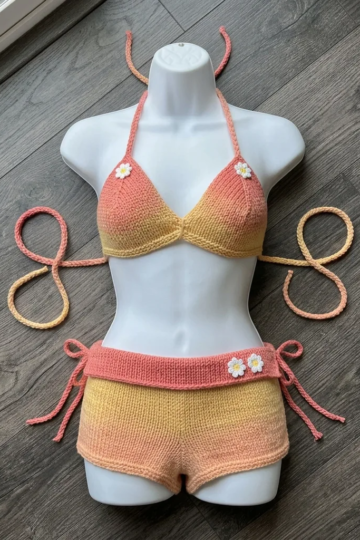 Sunset Ombre Beach Bikini Free Crochet Pattern
