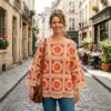 Sunset Ombre Floral Square Poncho Free Crochet Pattern