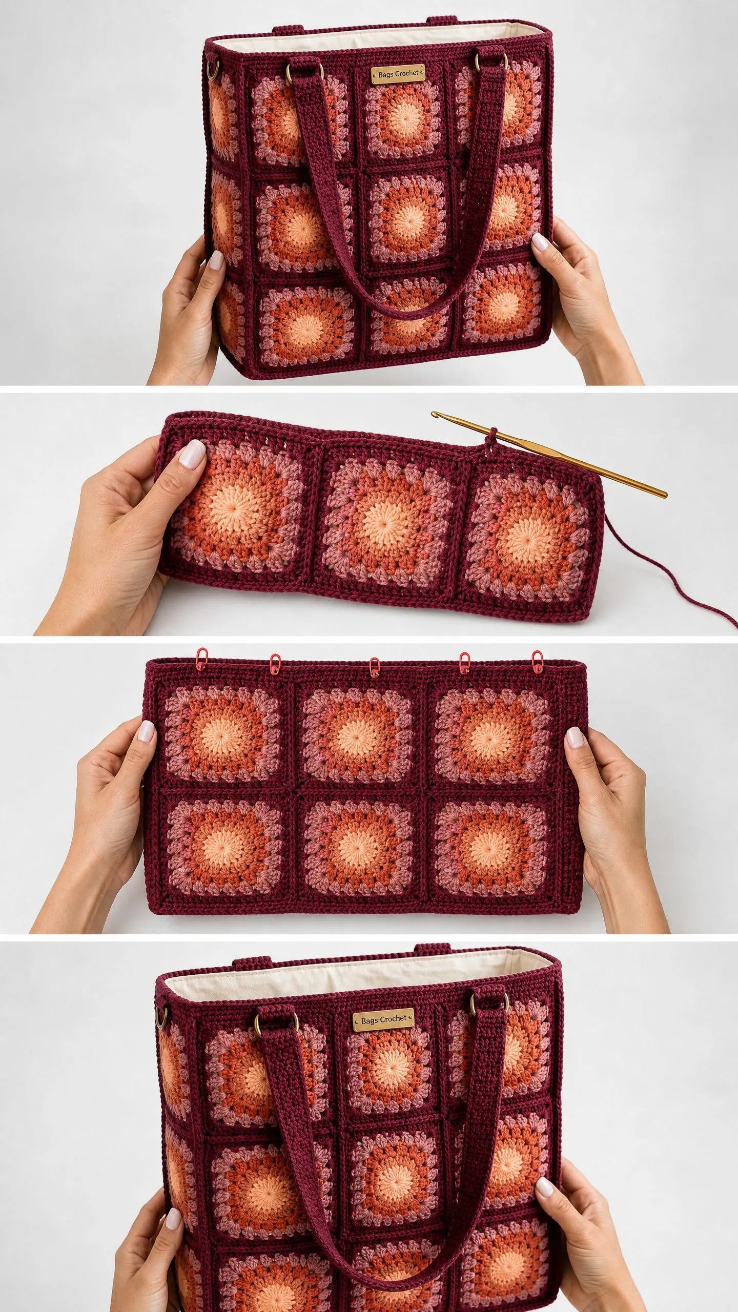 Sunset Ombre Granny Square Tote Free Crochet Pattern